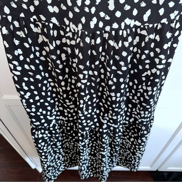 Black and White Halter Tiered Dress Soft Dot Midi Ruffle Size Small Coastal Y2K - Picture 8 of 11